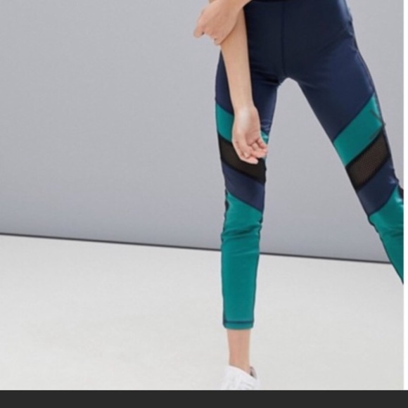 MINKPINK move navy green leggings with mesh panel - Picture 1 of 4